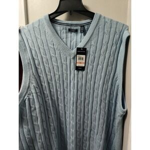 IZOD MENS V-Neck Sweater 3XB Big NEW w/tags $70 Retail 3XL Vest Chambray Blue